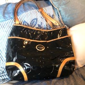 Coach embossed patent leather convertible hobo